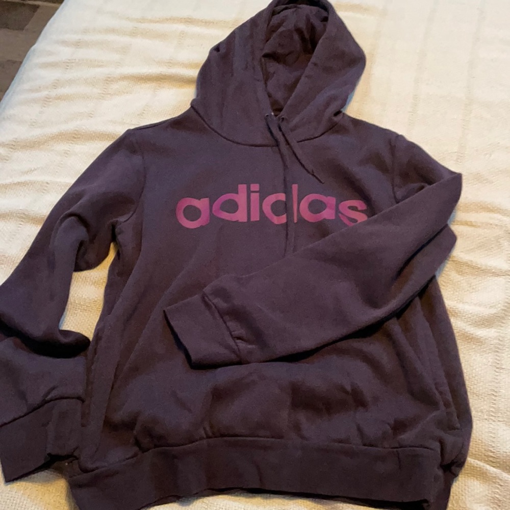 Purple heavy adidas pull over hoodie